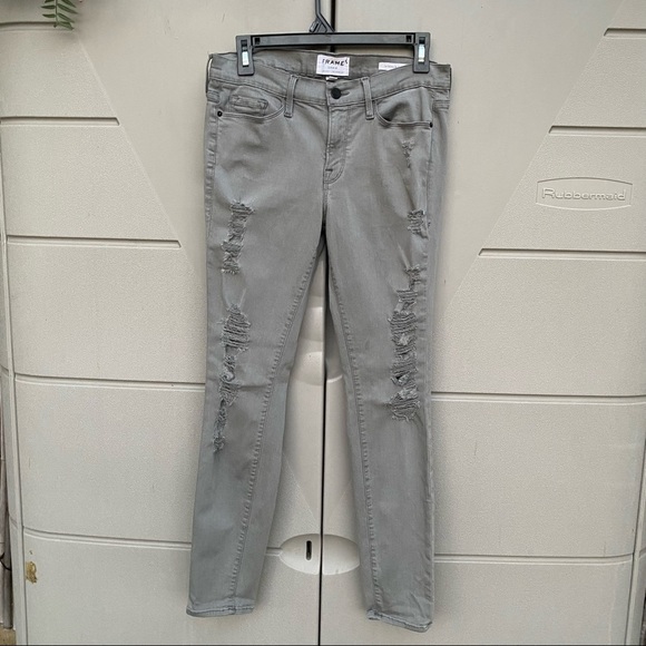 Frame Denim London Le Skinny De Jeanne Gray distressed  Jeans sz 30 - Picture 1 of 7